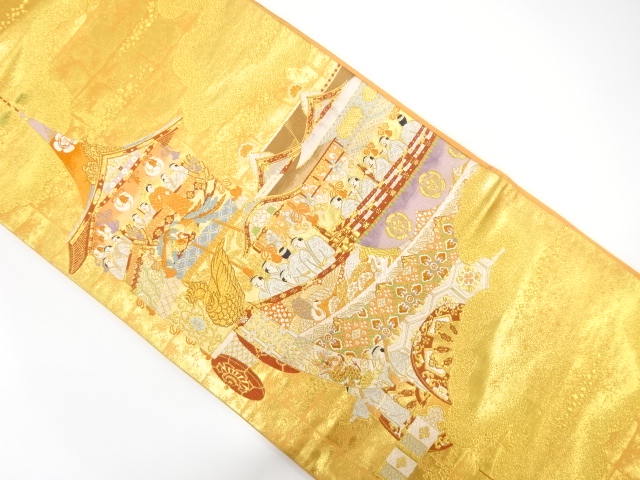 時代人物に祭模様織り出し袋帯